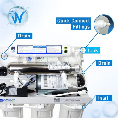 WECO HYDRA-75UVPMP Reverse Osmosis Drinking Water Filtration System with UV  Disinfection Unit and Booster Pump